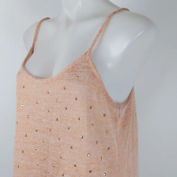 Crossroads Women's Top Size Large Orange Sleeveless Knit Round Hem Diamantes - Picture 7 of 14